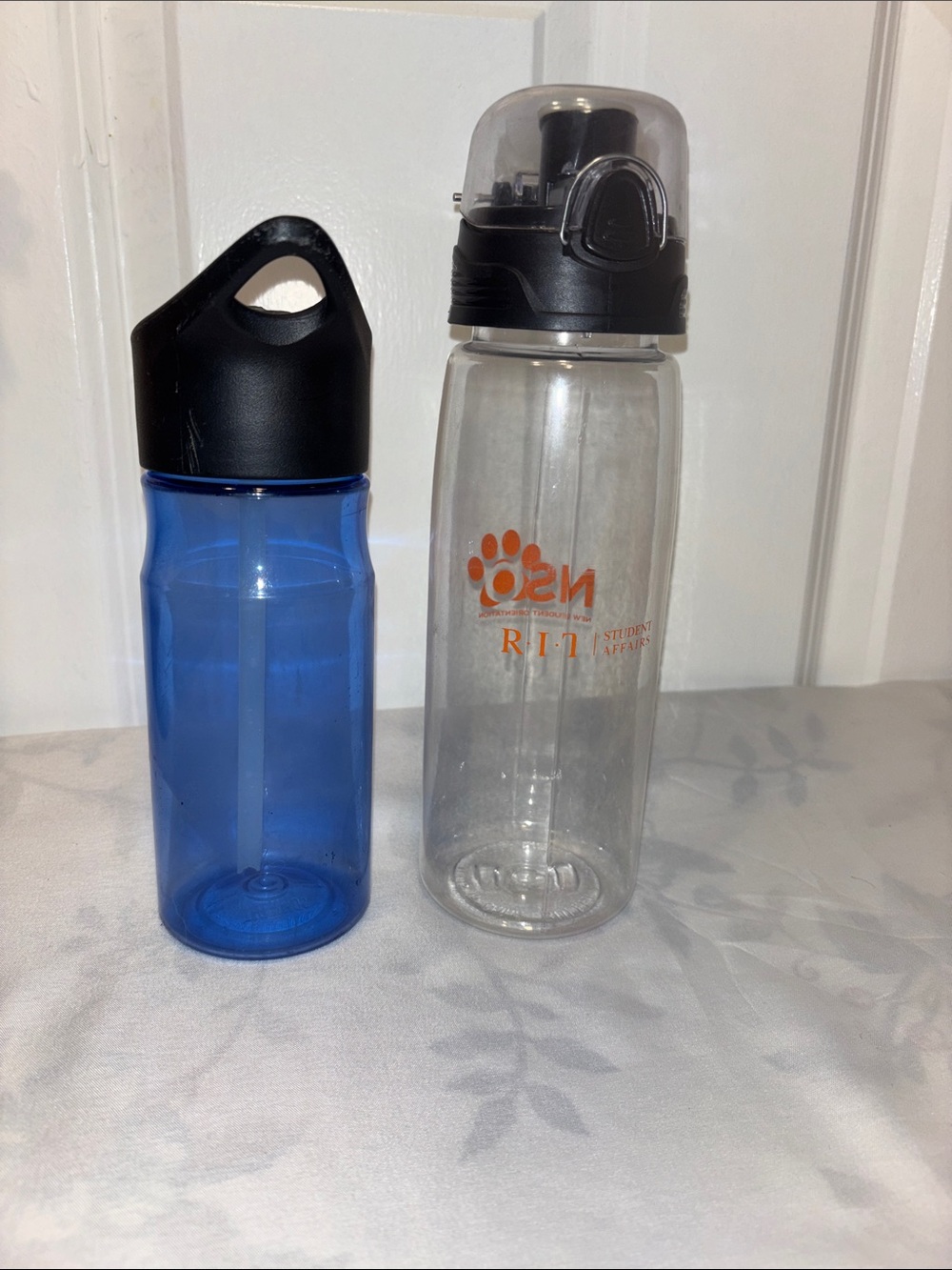 2-Piece Reusable Water Bottle Set – Blue & Clear
